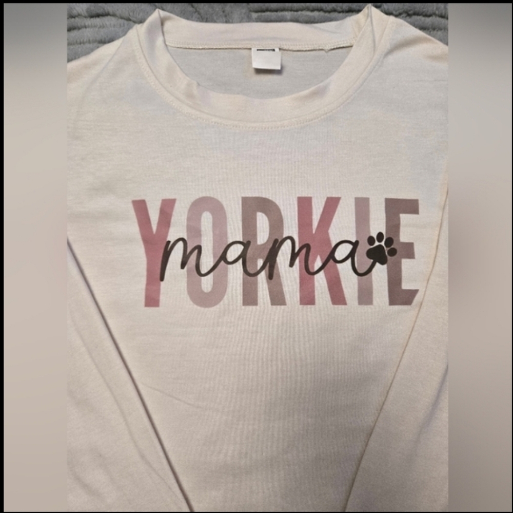 Cream Color Yorkie Mama Women's Tee Size Medium NWT
